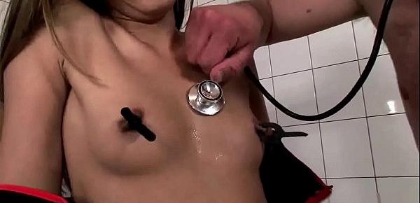  Dirty brunette bitch comes to the doctor